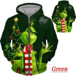 The Grinch Unisex Face 3D Zipper Hoodie | The Grinch Store